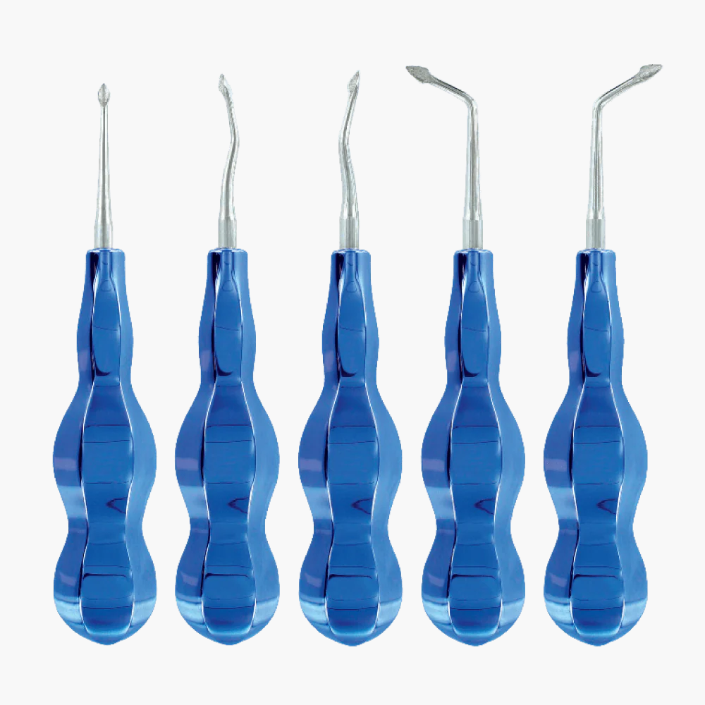 Blue Line Atraumatic Extraction Elevator Kit – 5-Piece Diamond-Coated Spade Elevators