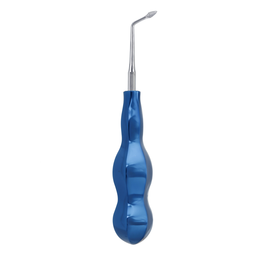 Atraumatic Extraction Spade Elevator Right Angle - Diamond Powder Coated Tip - Blue Titanium Dental Extraction Elevator