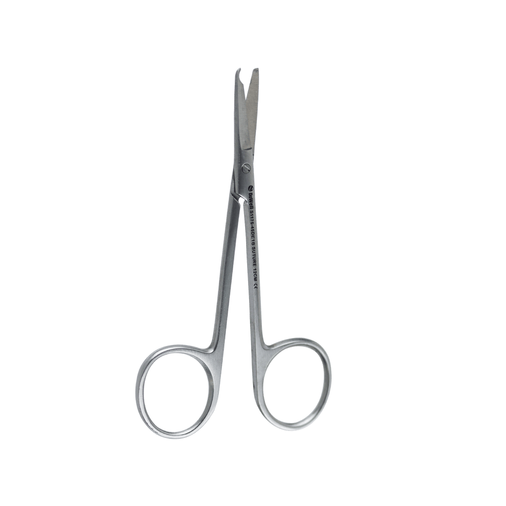 Surgical Suture Scissors - Short Suture Scissor 12 cm Hooked end to lift suture